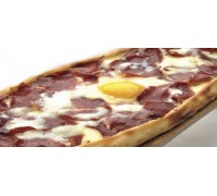 TURKISH PIDE WITH CHEESE AND PASTIRMA